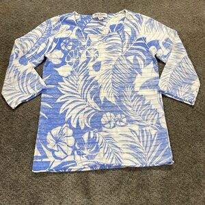 Tommy Bahama Pima Cotton Tropical Sweater Lightweight Size Small Blue white